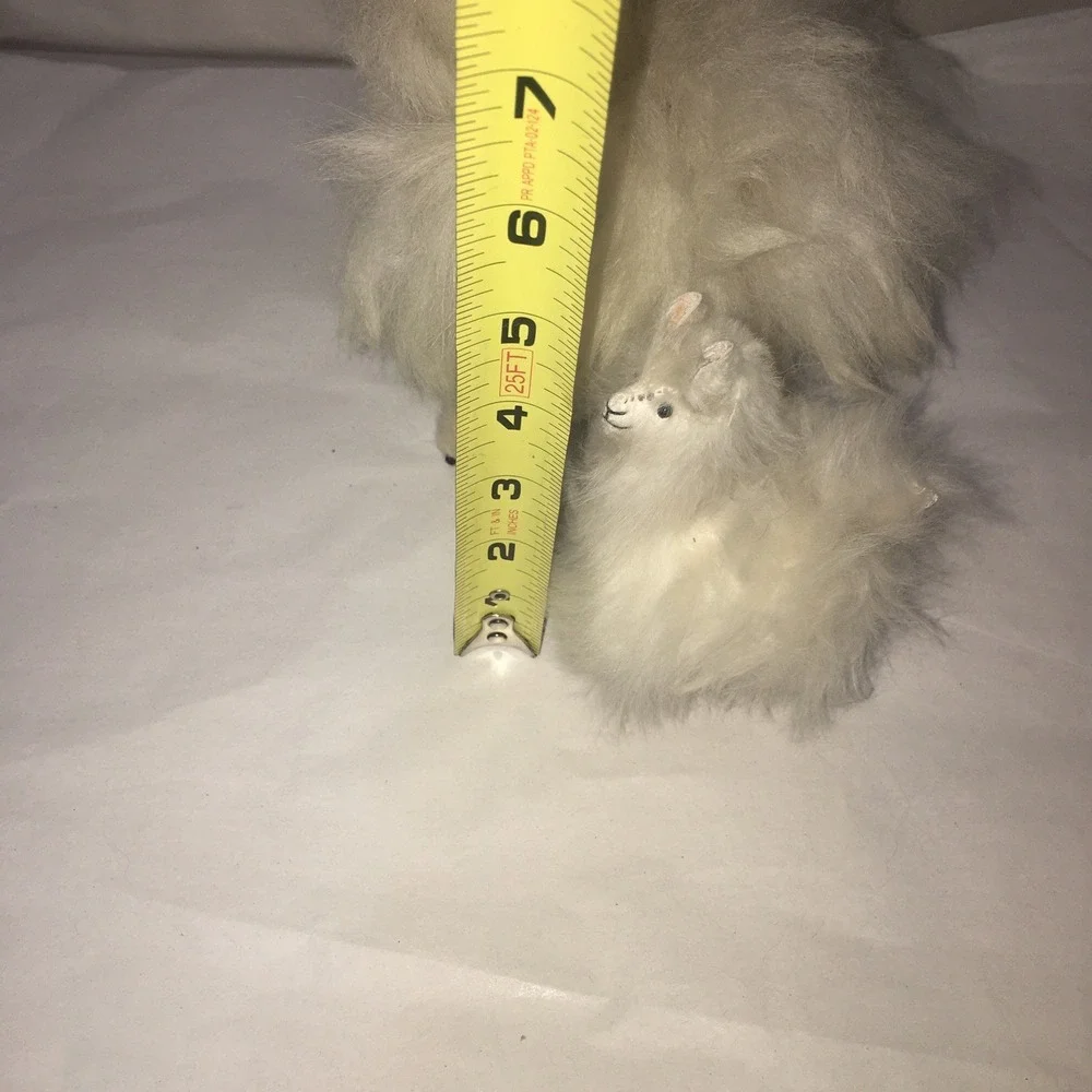Standing Mom and Baby Alpaca stuffed with Authentic Alpaca Fur 7